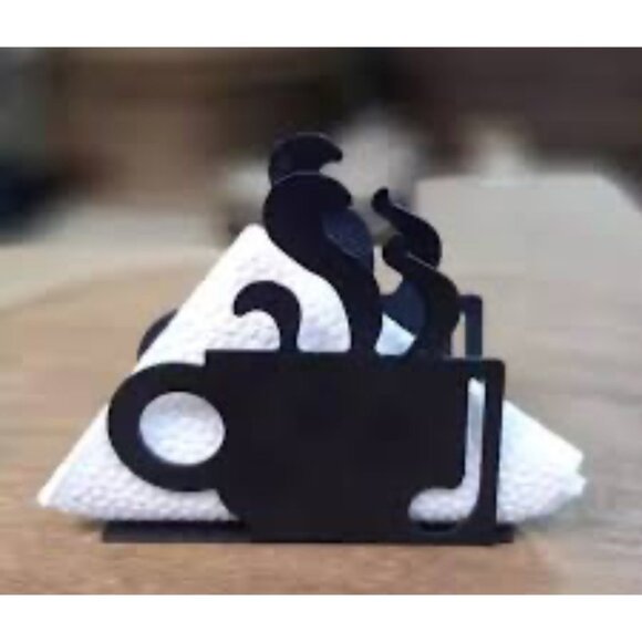 Coffee Cup-Themed Black Metal Napkin Holder - Picture 7 of 7